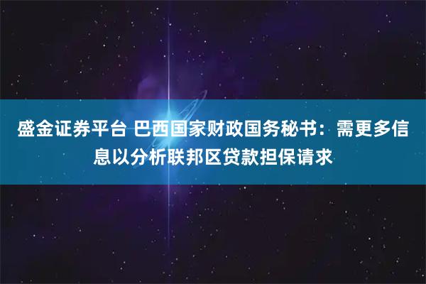 盛金证券平台 巴西国家财政国务秘书：需更多信息以分析联邦区贷款担保请求