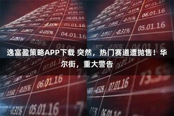 逸富盈策略APP下载 突然，热门赛道遭抛售！华尔街，重大警告